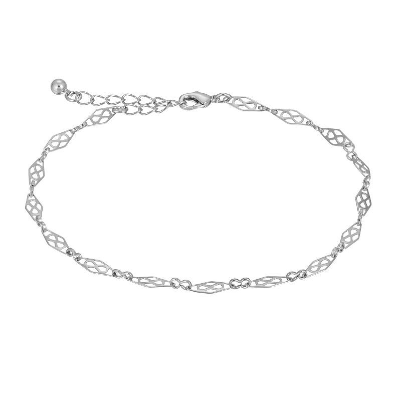 1928 Silver Tone Infinity Chain Anklet, Womens, Grey