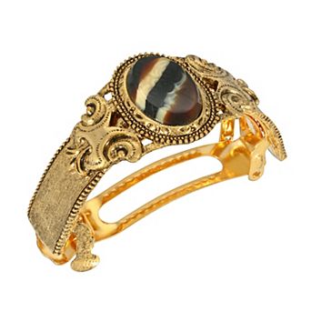 1928 Gold-Tone Carnelian Cameo Ponytail Holder