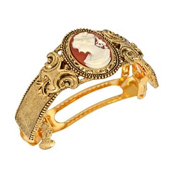1928 Gold-Tone Carnelian Cameo Ponytail Holder