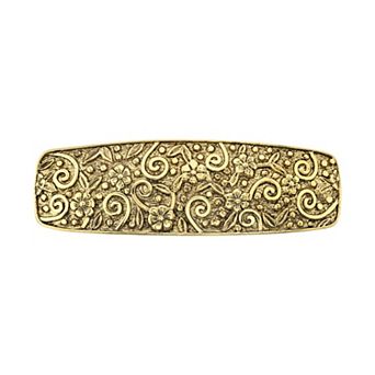 1928 Embossed Floral Pattern Hair Barrette