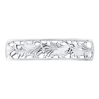 1928 Silver Tone Wide Leaf Bar Barrette