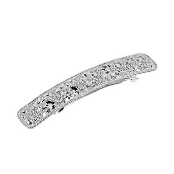 1928 Silver Tone Flower Hair Barrette