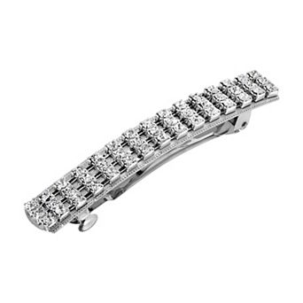 1928 Silver Tone Small Multi Simulated Crystal Hair Barrette