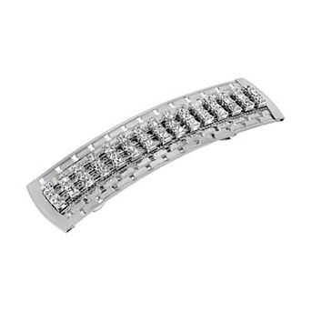 1928 Silver Tone Clear Multi Simulated Crystal Hair Barrette