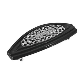 1928 Black & Silver Tone Filigree Hair Barrette