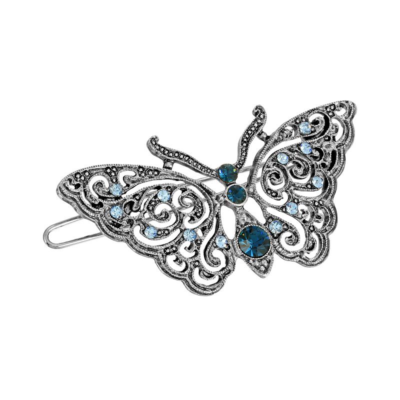 50093588 1928 Silver Tone Blue Simulated Crystal Butterfly  sku 50093588