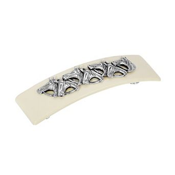 1928 Ivory & Silver Tone Horse Head Barrette