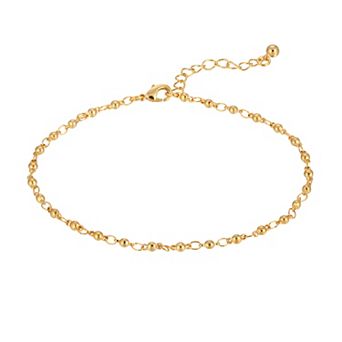 1928 Gold Tone Beaded Chain Anklet