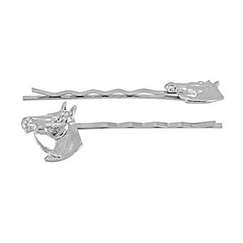 1928 Silver Tone Horse Head Bobby Pin Set
