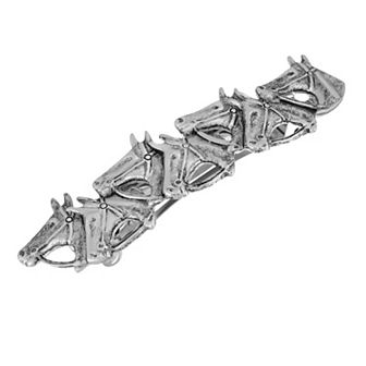1928 Silver Tone Horse Heads Barrette