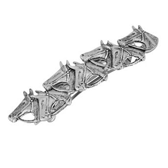 1928 Silver Tone Horse Heads Barrette
