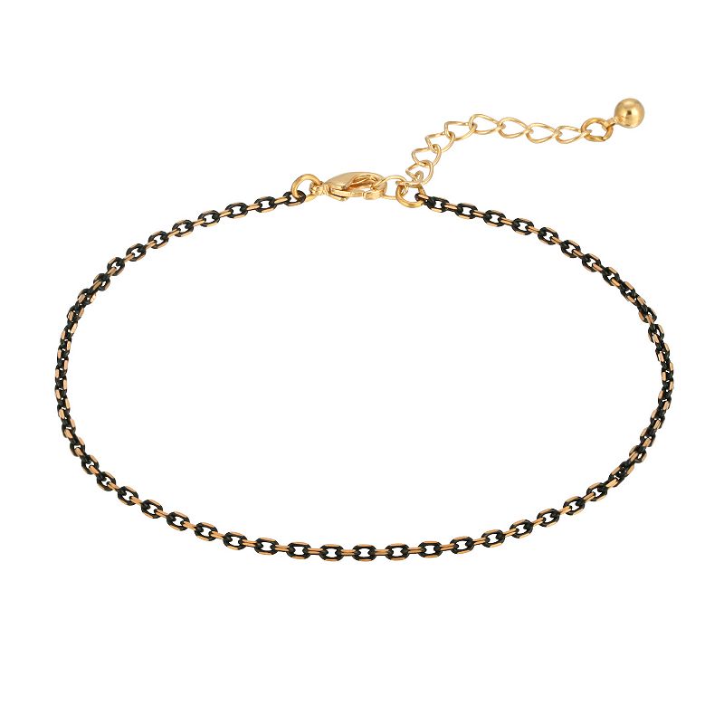 1928 Gold Tone & Black Tone Chain Anklet, Womens