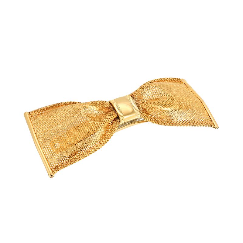 1928 Gold Tone Bow Hair Barrette, Yellow