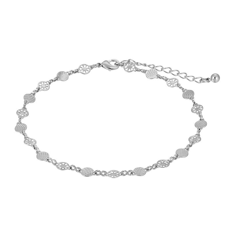 1928 Silver Tone Bohemian Chain Anklet, Womens, Grey