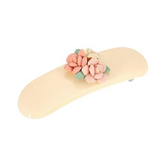 1928 Ivory & Pink Porcelain Cluster Flowers Barrette