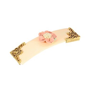 1928 Ivory, Pink & White Porcelain Flower Barrette
