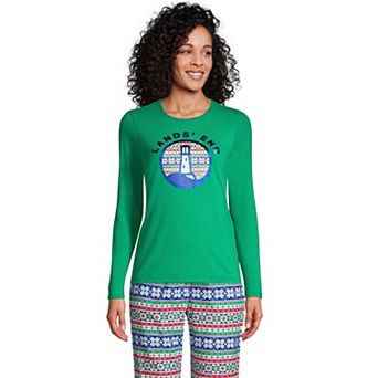Petite Lands' End Winter Crewneck Long Sleeve Graphic Tee