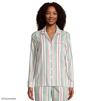 Women's Lands' End Long Sleeve Flannel Pajama Top