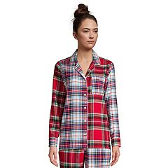 Lands' End Women's Plus Size Long Sleeve Print Flannel Pajama Top