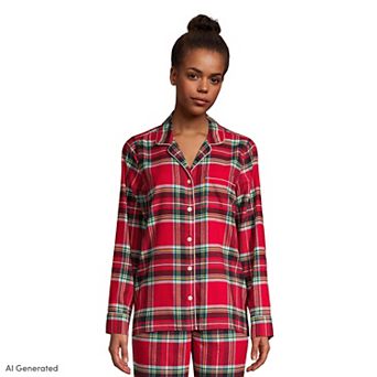 Women's Lands' End Long Sleeve Flannel Pajama Top
