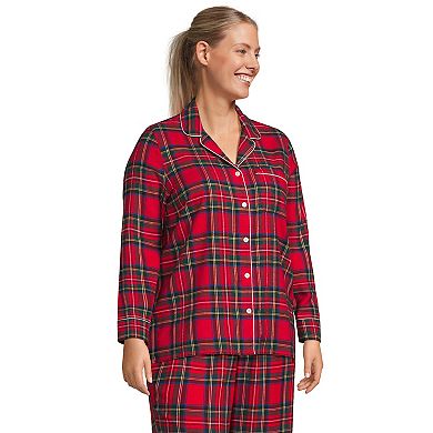 Plus Size Lands' End Long Sleeve Flannel Pajama Top