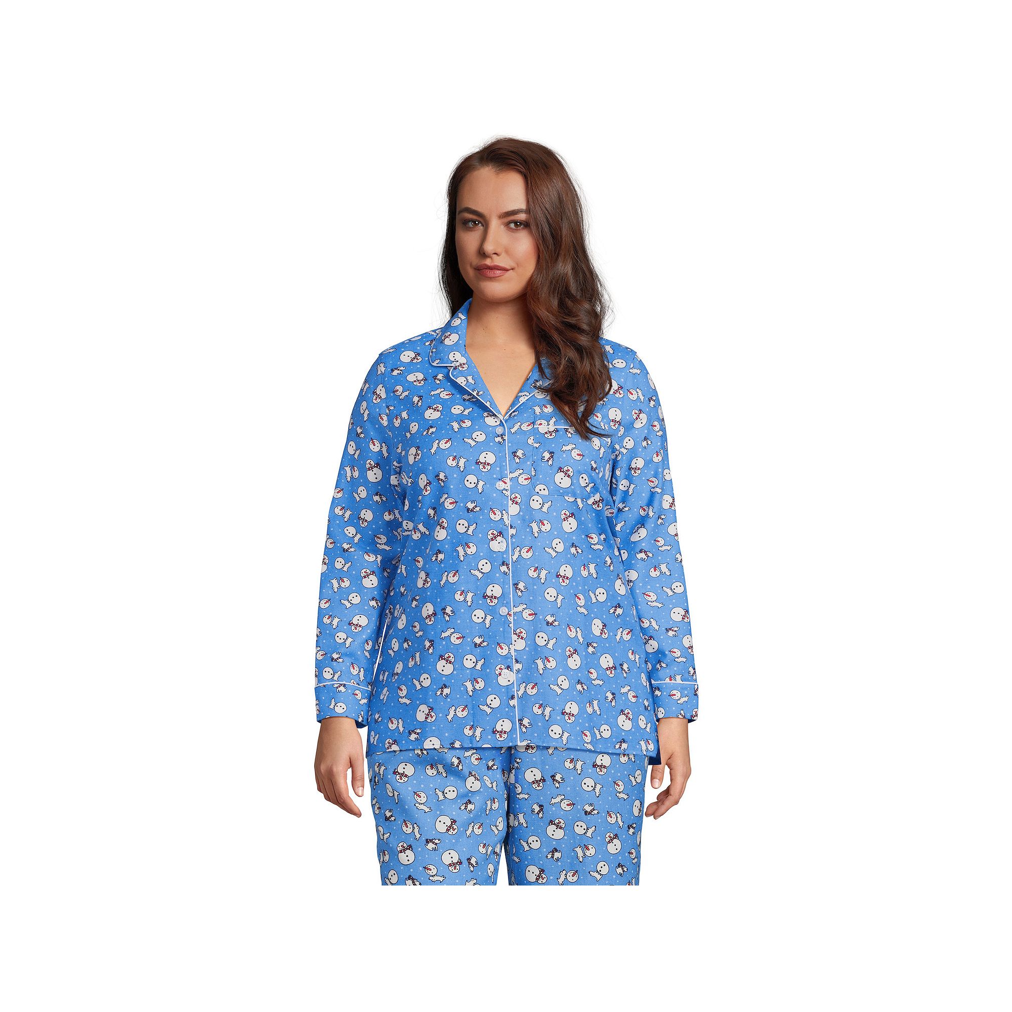 Plus Size Lands End Long Sleeve Flannel Pajama Top, Womens, Size: 2XL, Ch