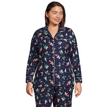 Plus Size Lands' End Long Sleeve Flannel Pajama Top