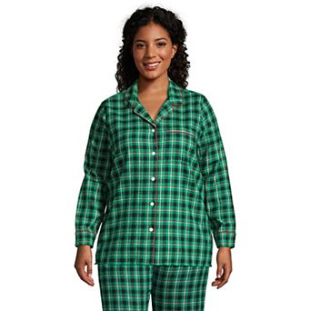Plus Size Lands' End Long Sleeve Flannel Pajama Top