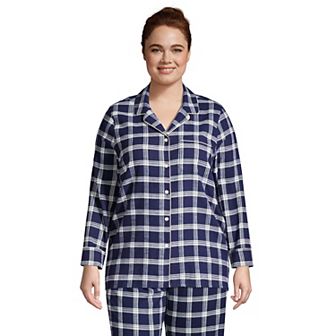 Plus Size Lands' End Long Sleeve Flannel Pajama Top