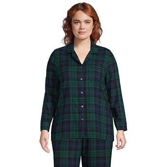 Plus Size Lands' End Long Sleeve Flannel Pajama Top
