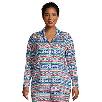 Plus Size Lands' End Long Sleeve Flannel Pajama Top