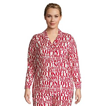 Plus Size Lands' End Long Sleeve Flannel Pajama Top