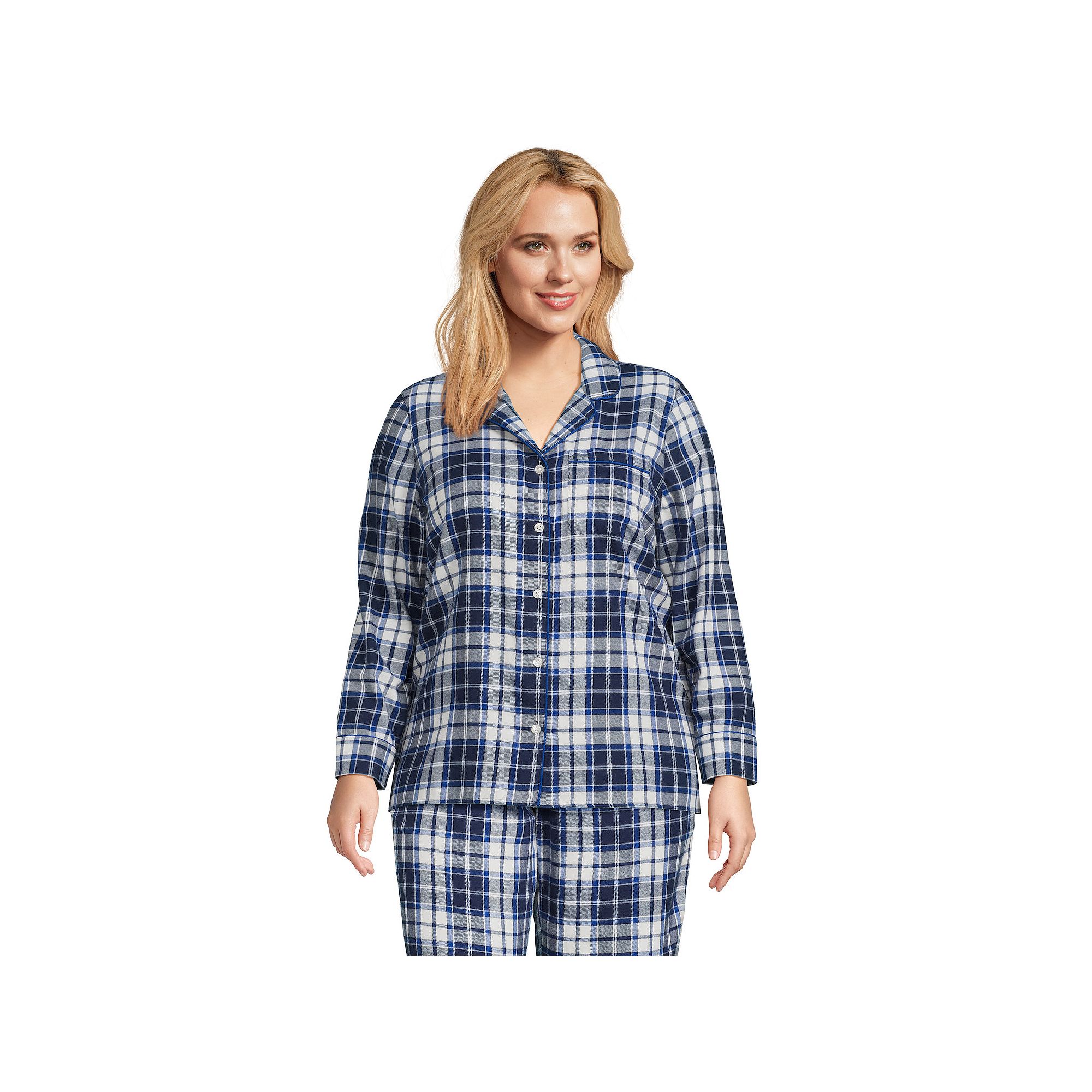Plus Size Lands End Long Sleeve Flannel Pajama Top, Womens, Size: 2XL, Na