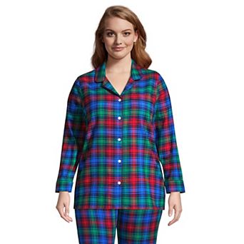 Plus Size Lands' End Long Sleeve Flannel Pajama Top