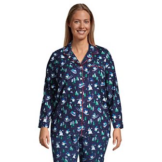 Plus Size Lands' End Long Sleeve Flannel Pajama Top