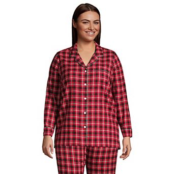 Plus Size Lands' End Long Sleeve Flannel Pajama Top