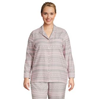 Plus Size Lands' End Long Sleeve Flannel Pajama Top