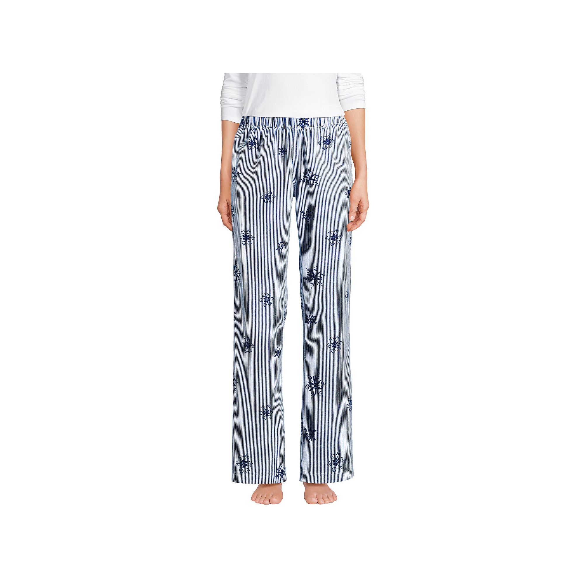 Womens Lands End Womens Flannel Pajama Pants, Size: Small, Deep Blue Sno