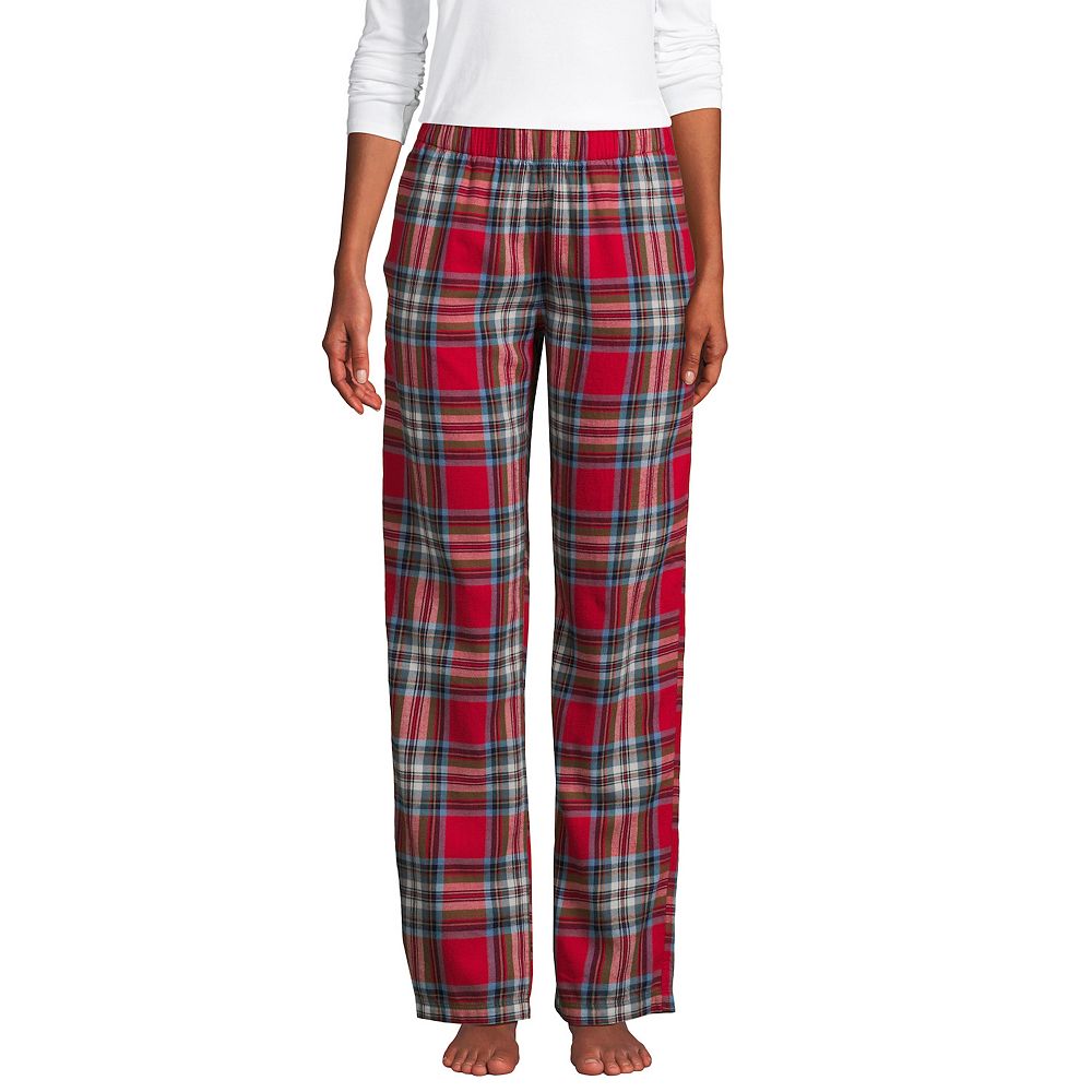 Lands End Women s Print Flannel Pajama Pants Heritage Red Plaid