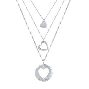 Argento Bella Sterling Silver 3 Generation Hearts Multi-Strand Necklace