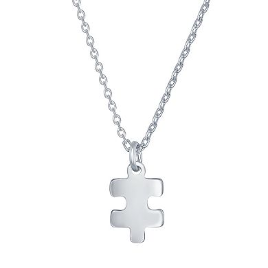 Argento Bella Sterling Silver Puzzle Piece & "YOU ARE MINE" Heart Necklace Set