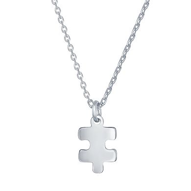 Sterling Silver Puzzle Piece & "YOU ARE MINE" Heart Necklace Set 