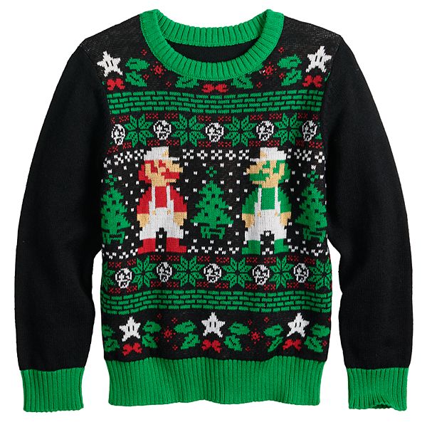 Boys 4-12 Jumping Beans® Nintendo Mario & Luigi Knit Holiday Sweater