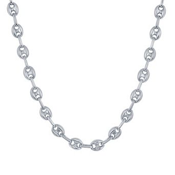 Metallo Men's Sterling Silver 6 mm Marina Puff Chain Necklace