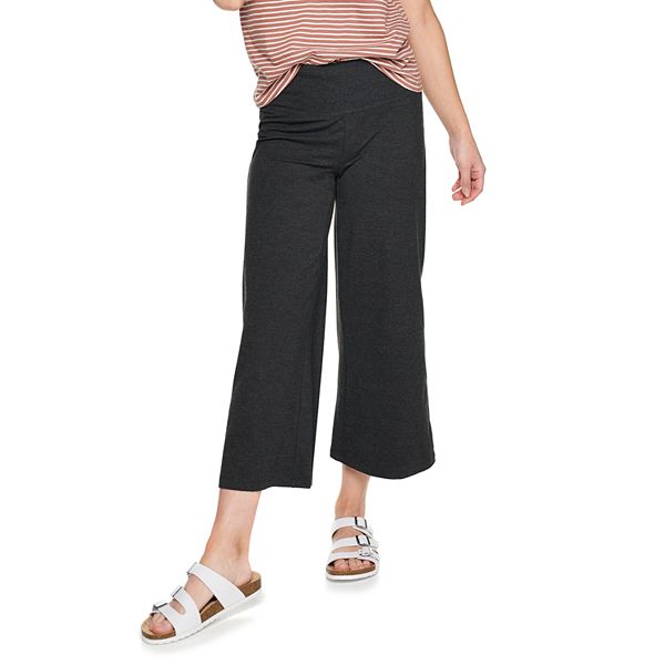 Knit wide leg deals cropped pants