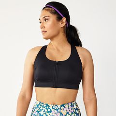 Tek Gear® Zip-Front Medium-Impact Sports Bra - Purple Colorblock