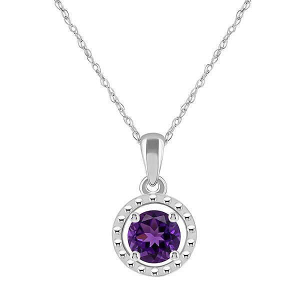 Celebration Gems 10k Gold Round Amethyst Pendant Necklace