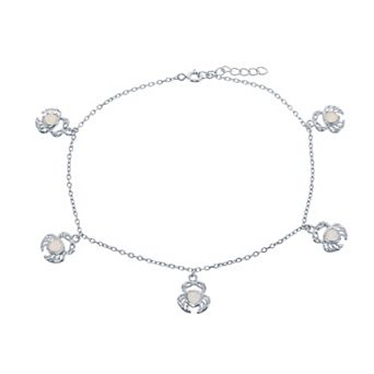 Nautica Rocks Sterling Silver Lab-Created Blue Opal Crab Anklet