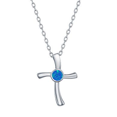 Nautica Rocks Sterling Silver Lab-Created Opal Cross Pendant Necklace & Earrings Set