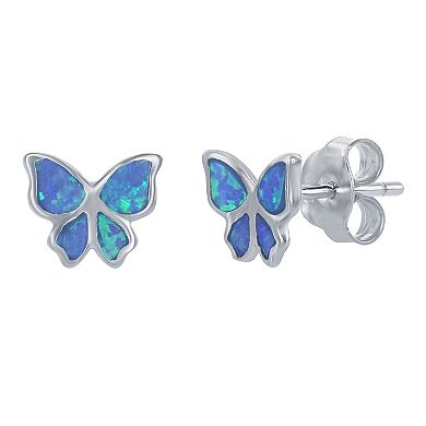 Nautica Rocks Sterling Silver Lab-Created Opal Butterfly Necklace & Earrings Set